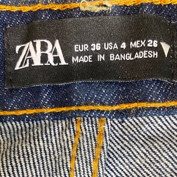 Zara Asymmetrical V Waist Jeans Dark Wash Sz 4 (30x30-1/2") Cotton #329J - Picture 6 of 8